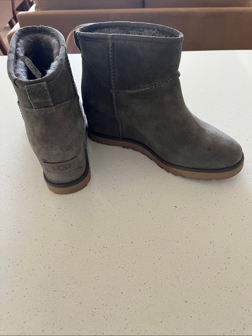 UGG Classic Femme Mini Wedge Boots Slate Gray Suede Size 7